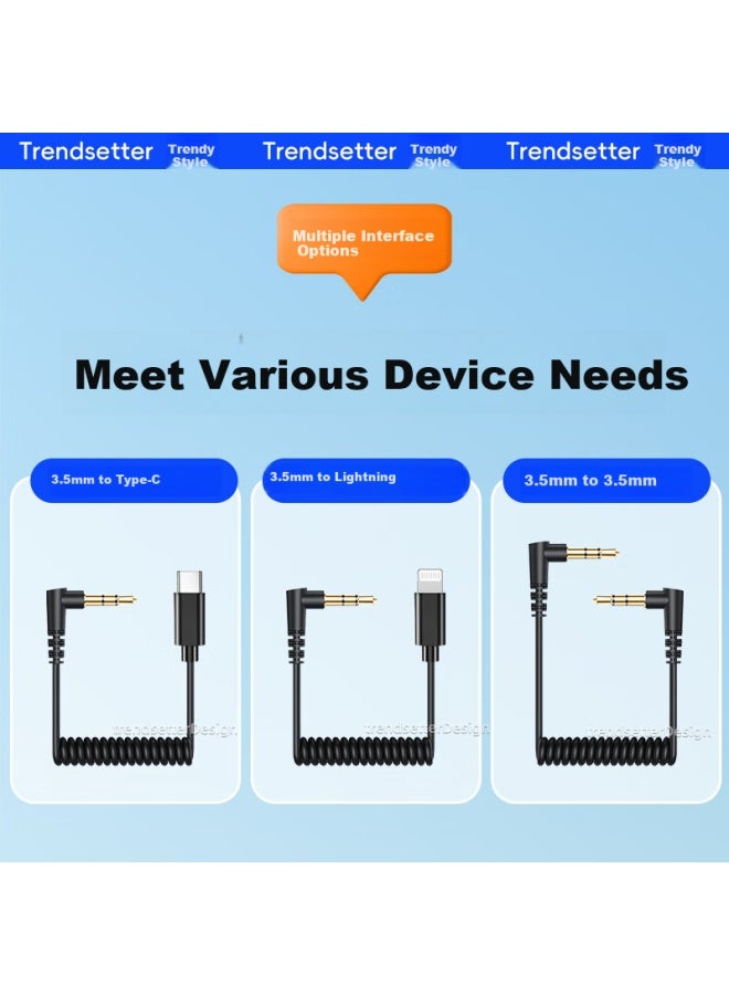 Trendsetter Microphone Adapter Cable Type-c To 3.5mm For Apple 15/16, Huawei, Xiaomi Phones With Clip-on Mic For Rode/dji/boya/momax - Image 2