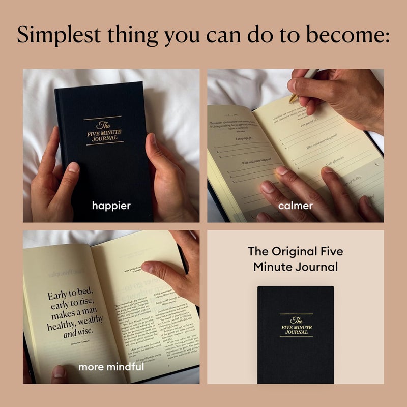 Intelligent Change The Five Minute Journal, Original Daily Gratitude Journal 2025, Reflection & Manifestation Journal for Mindfulness, Undated Daily Journal with Gold Foiling, Plastic-Free, Black - Image 5