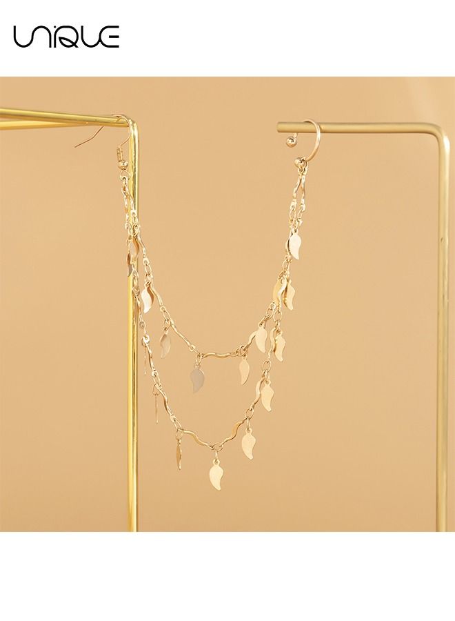 Unique Nose Ornament - Golden Leaf Tassel Nose Ornament - Non-Perforated Nose Ornament - Stylish Simple - Gifts - Image 5