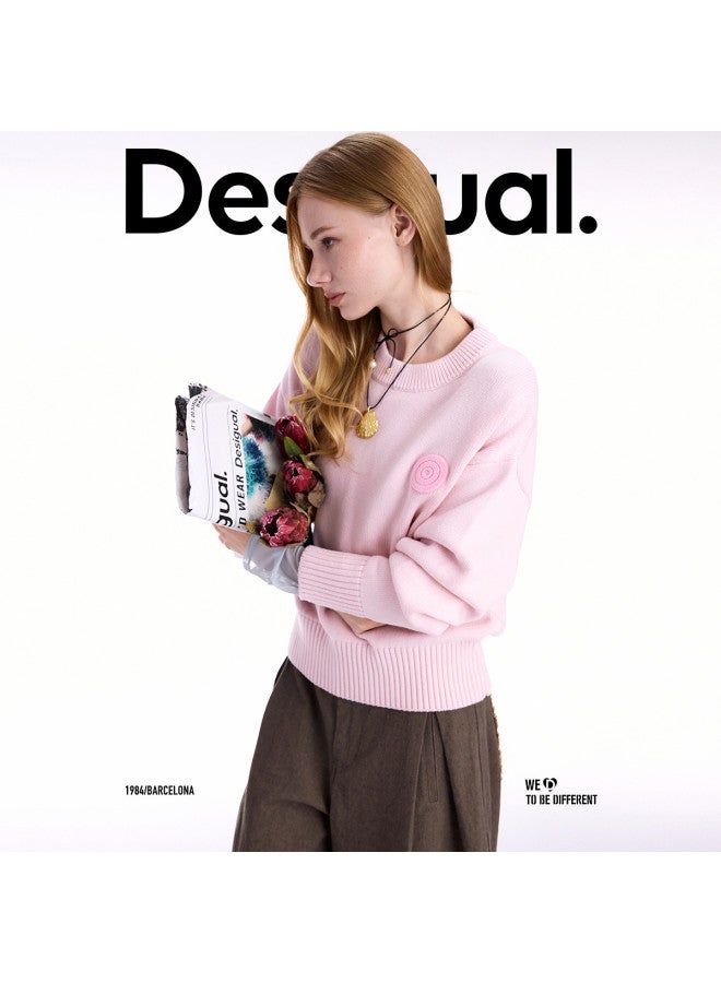 DESIGUAL 25 Autumn Winter New Loose Wool Blend Round Label Women'S Sweater - Image 4