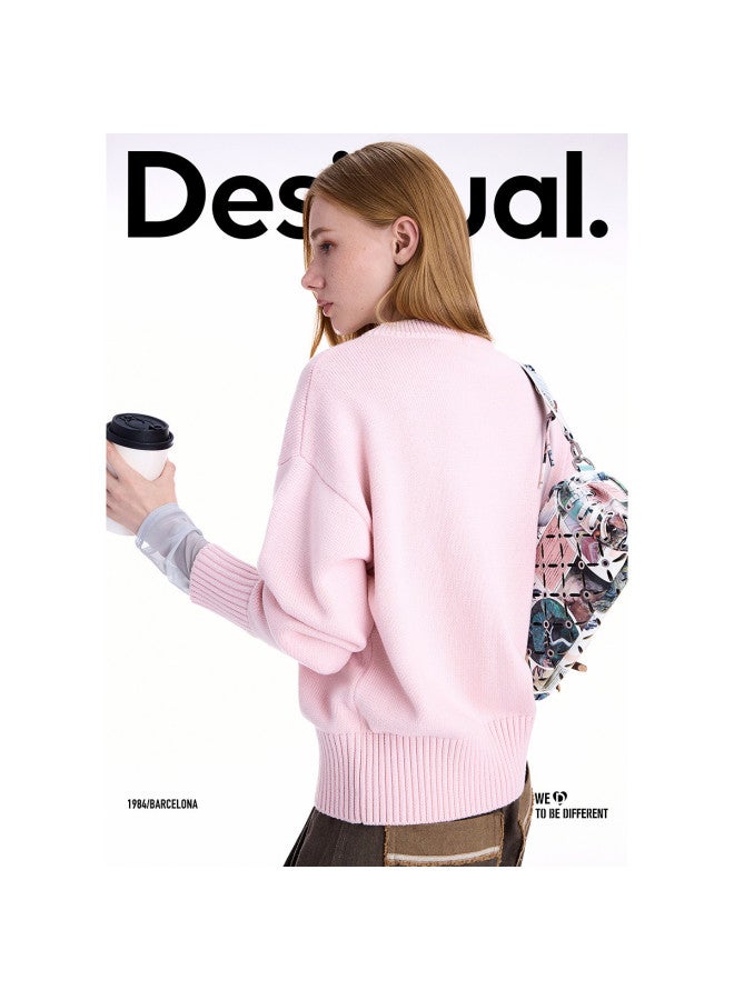 DESIGUAL 25 Autumn Winter New Loose Wool Blend Round Label Women'S Sweater - Image 5
