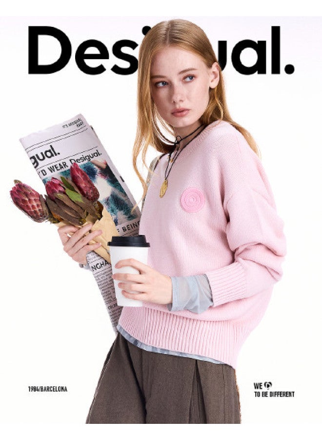 DESIGUAL 25 Autumn Winter New Loose Wool Blend Round Label Women'S Sweater - Image 1