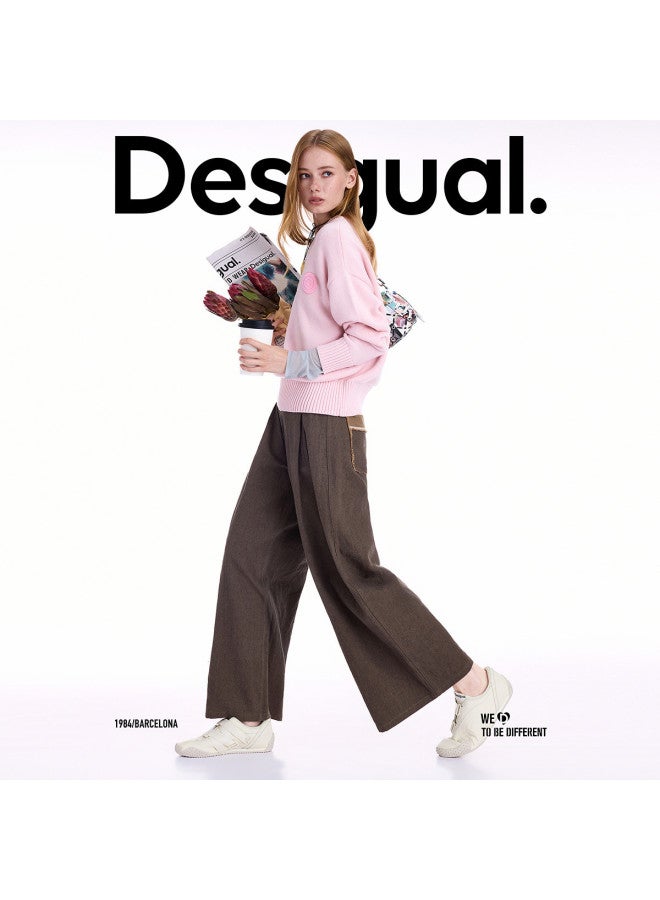 DESIGUAL 25 Autumn Winter New Loose Wool Blend Round Label Women'S Sweater - Image 3