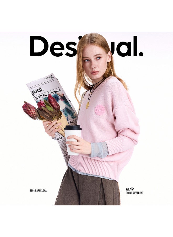 DESIGUAL 25 Autumn Winter New Loose Wool Blend Round Label Women'S Sweater - Image 2