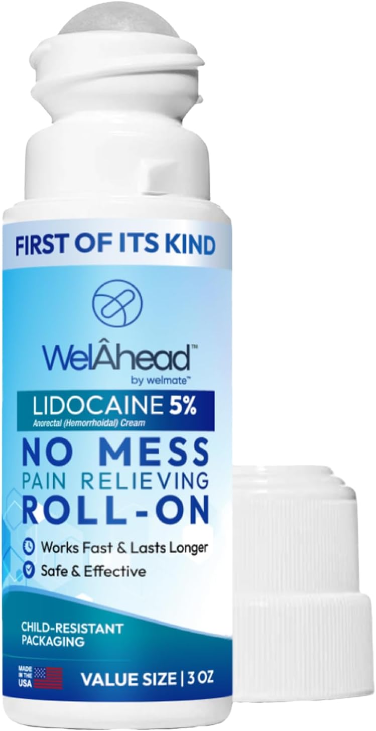 WELMATE 5 Lidocaine Roll On  Maximum Strength Topical Pain Relief wAloe Vera  Fast Acting  No Mess Applicator  Muscle  Joint Support  Lidocaine Cream  Numbing Cream  3 Oz - Image 1