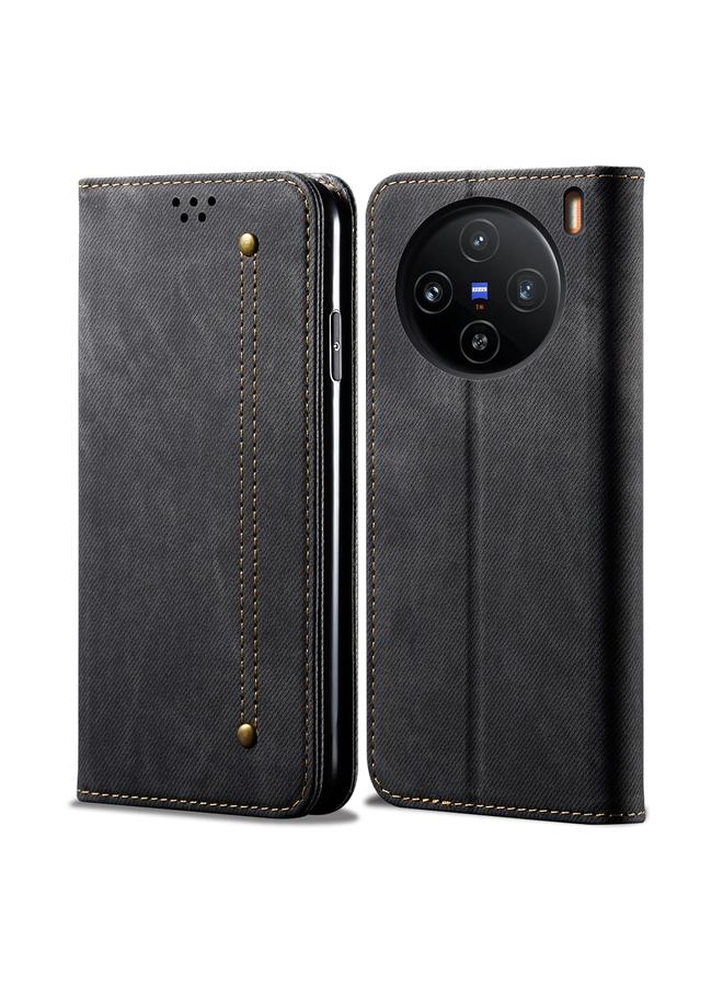 The Bros Case For vivo X100 Denim Texture Flip Leather Phone Case