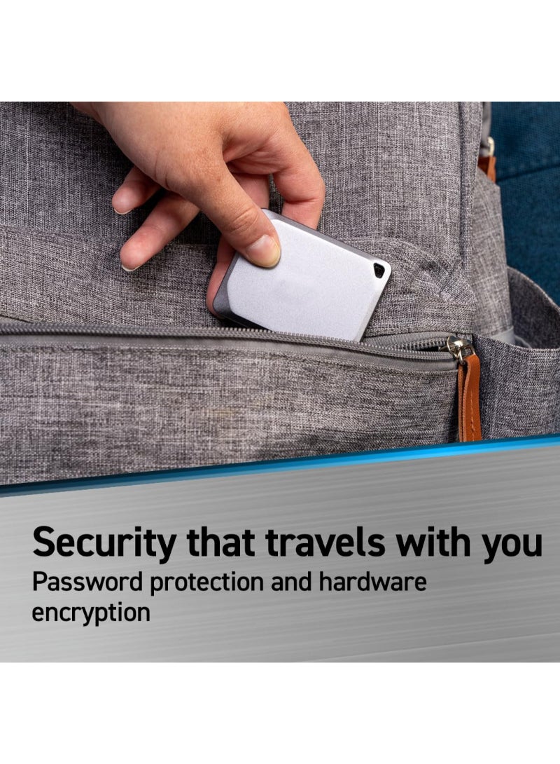 محرك أقراص SSD محمول X9 Pro بسعة 2 تيرابايت بسرعة قراءة وكتابة تصل إلى 1050 ميجابايت في الثانية ومقاوم للماء والغبار لأجهزة الكمبيوتر الشخصية وأجهزة Mac مع Mylio Photos ومحرك أقراص خارجي ذو حالة صلب - Image 2