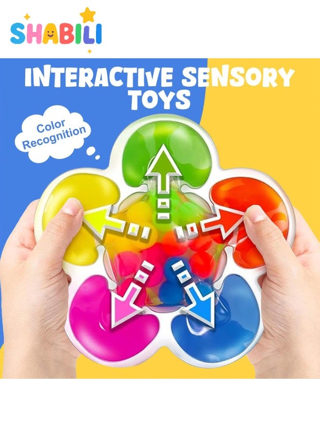 SHABILI Color Sorting Sensory Fidget Toy for Kids Age 3+ – Flower-Shaped Press-and-Match Bead Puzzle, Montessori Fine-Motor & Hand-Eye Game, Travel Stress-Relief Autism Toy - Image 3