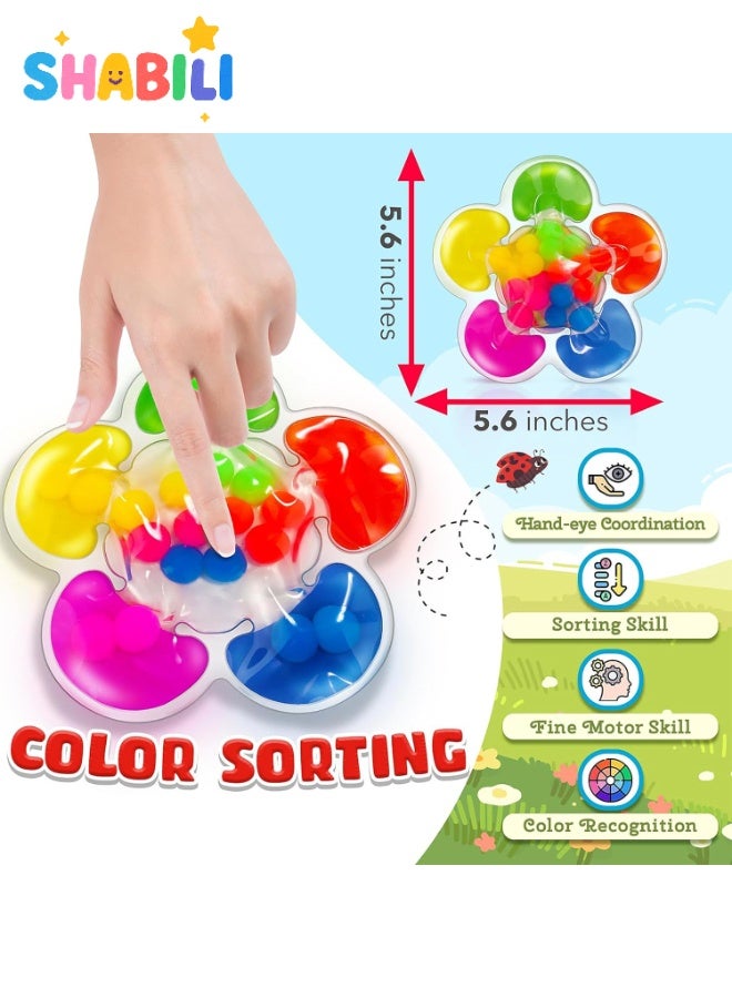 SHABILI Color Sorting Sensory Fidget Toy for Kids Age 3+ – Flower-Shaped Press-and-Match Bead Puzzle, Montessori Fine-Motor & Hand-Eye Game, Travel Stress-Relief Autism Toy - Image 2