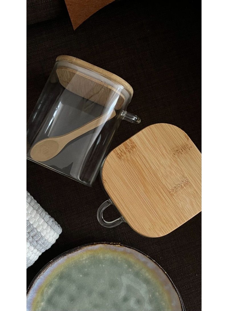 Square Luxury glass jar and bamboo lid set – modern square design for kitchen organization and exceptional elegance - Image 3