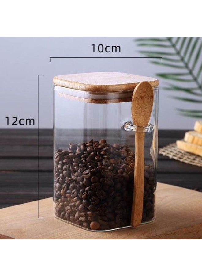 Square Luxury glass jar and bamboo lid set – modern square design for kitchen organization and exceptional elegance - Image 4