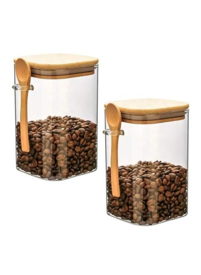 Square Luxury glass jar and bamboo lid set – modern square design for kitchen organization and exceptional elegance - Image 5