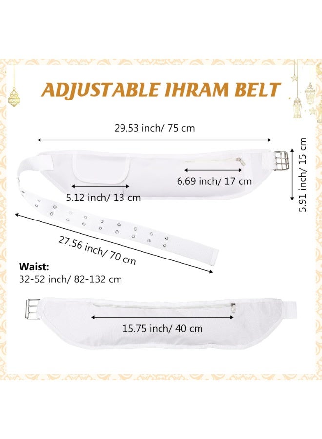 Ihram Belt For Hajj And Umrah Adjustable White Waist Bag With Secure Zip Pocket Pilgrimage Money Belt For Passport And Valuables - Image 2
