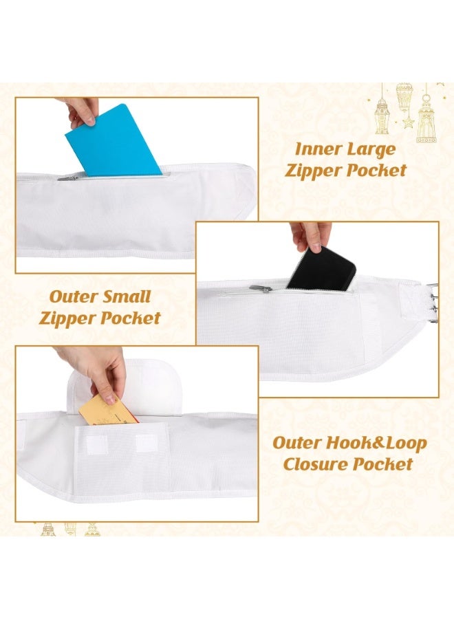 Ihram Belt For Hajj And Umrah Adjustable White Waist Bag With Secure Zip Pocket Pilgrimage Money Belt For Passport And Valuables - Image 4