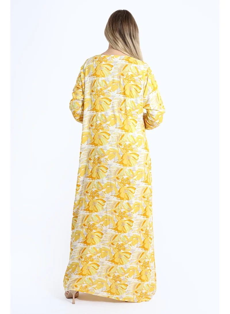 IKKXA Casual Embroidery Jalabiya IK1561 Yellow