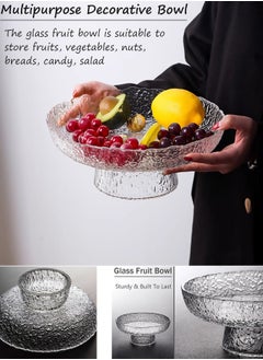 Qiccijoo Glass Fruit Bowl Fruit Basket for Kitchen Counter Clear Salad Bowl Decorative Pedestal Bowl for Table Decor Serving Bowl for Fruit Snacks Candy - pzsku/ZA3C034A3F3BCF3E5D23BZ/45/_/1723364547/0a8020a5-b037-4e6e-92bf-06dcd5b5d9e7