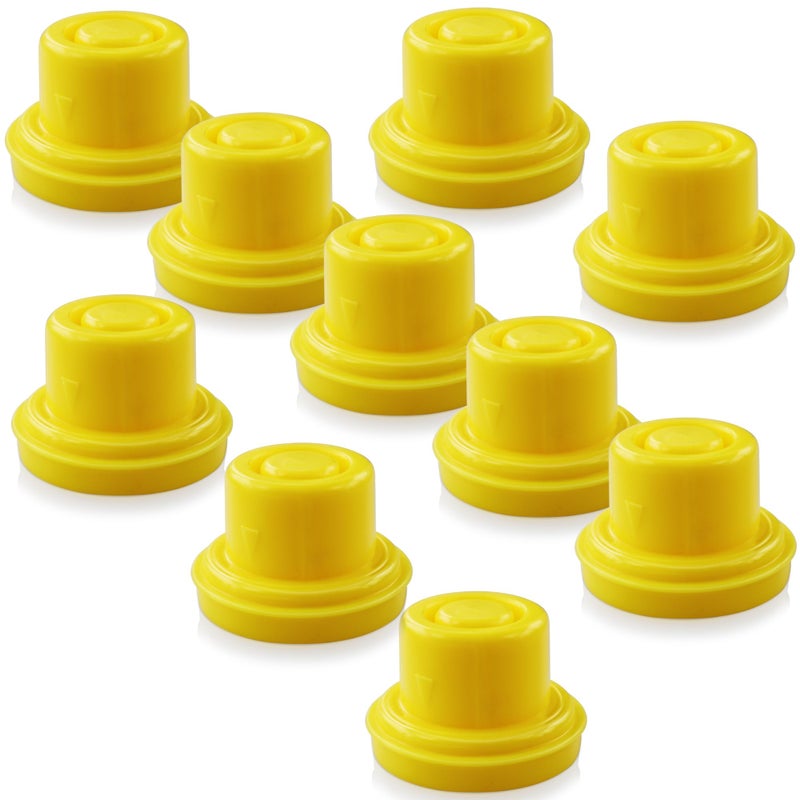 Mapleza Professional Top Hat Blitz Gas Can Cap Yellow Universal Spout Replacement with Venting for 1 2 Gallon Gasoline Can Pack of 10