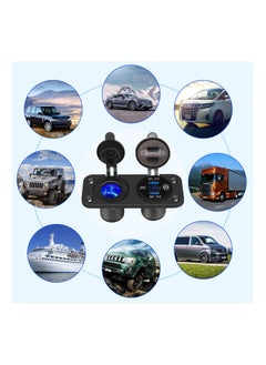 SYOSI QC 3.0 Car USB for Charger Socket Cigarette Lighter Socket 12V/24V Power Outlet with LED Digital Voltmeter and Touch Switch for Car Boat Marine(Black)  - Image 4