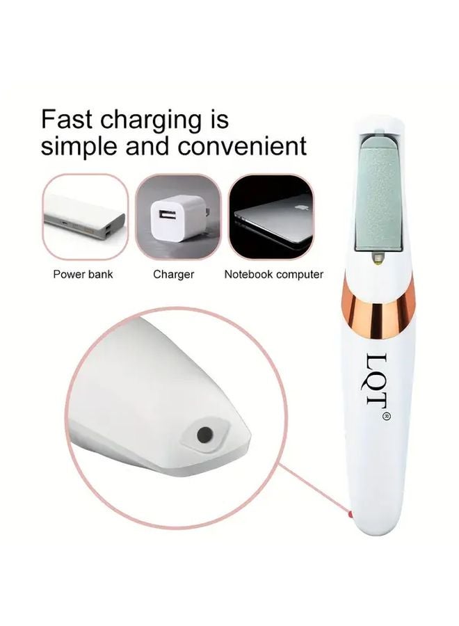 White Electric Foot Remover Dead Skin Shaver USB Painless Exfoliator For Thick Heels Hands Men Women - Image 3