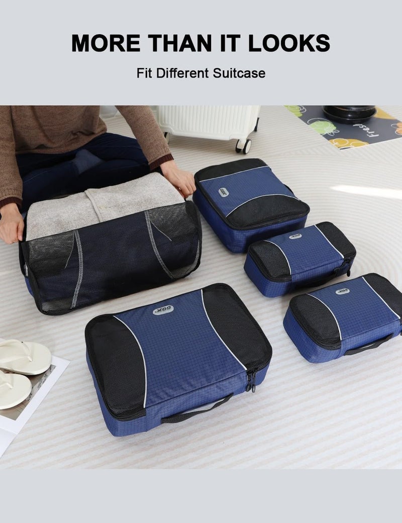 GOX Ultra Light 5 piece Packing Cubes Travel Luggage Organizer 1 Large 2 Medium 2 Small, Navy, 15 liters - Image 4