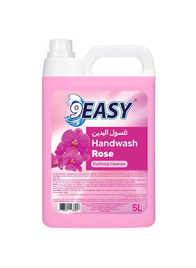 9EASY غسول يد مضاد للبكتيريا - برائحة الورد (5 لتر) - Image 1