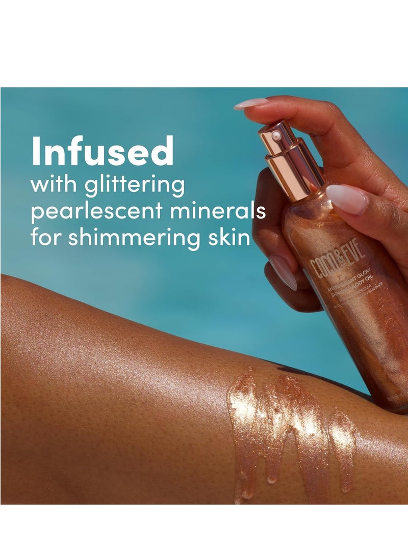 COCO & EVE Coco & Eve Antioxidant Glow Shimmer Body Oil - Lightweight Skin Illuminator with Pearlescent Minerals, Natural Glitter, Antioxidants for Shimmering, Moisturizing and Healthy Glow (3.38 Fl Oz)  - Image 3