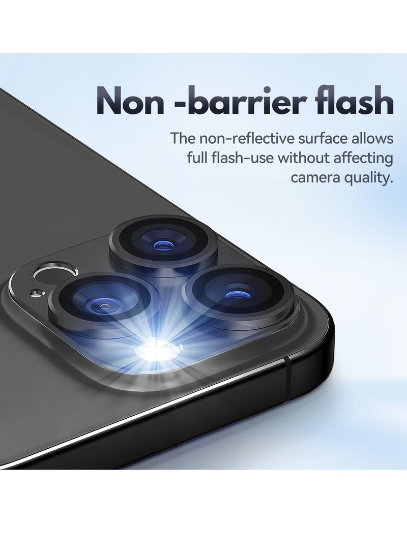 Raxoom (2 Pack) Camera Lens Protector for iPhone 16 Pro/16 Pro Max â€“ Alloy Metal Camera Cover with Tempered Glass (Black) - Image 4