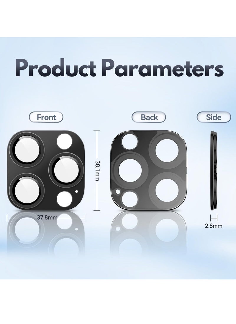 Raxoom (2 Pack) Camera Lens Protector for iPhone 16 Pro/16 Pro Max â€“ Alloy Metal Camera Cover with Tempered Glass (Black) - Image 5