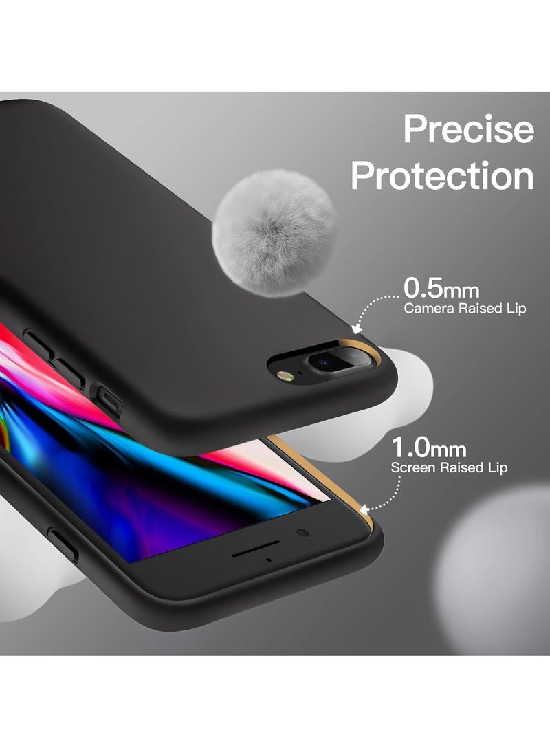 دوسالا جراب iPhone 7 Plus، جراب iPhone 8 Plus، جراب هاتف من السيليكون السائل لهاتف iPhone 7 Plus / 8 Plus مقاس 5.5 بوصة، غطاء واقٍ ناعم حريري ملون (أسود) - Image 5