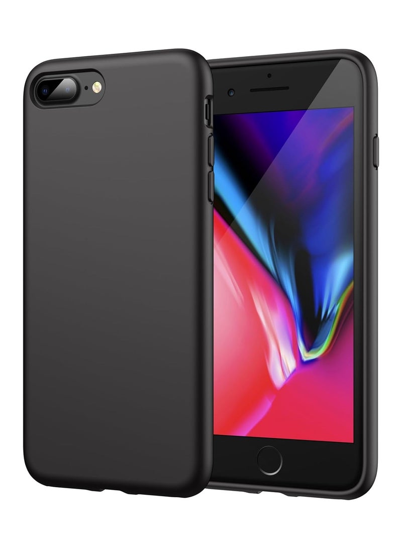 دوسالا جراب iPhone 7 Plus، جراب iPhone 8 Plus، جراب هاتف من السيليكون السائل لهاتف iPhone 7 Plus / 8 Plus مقاس 5.5 بوصة، غطاء واقٍ ناعم حريري ملون (أسود) - Image 1