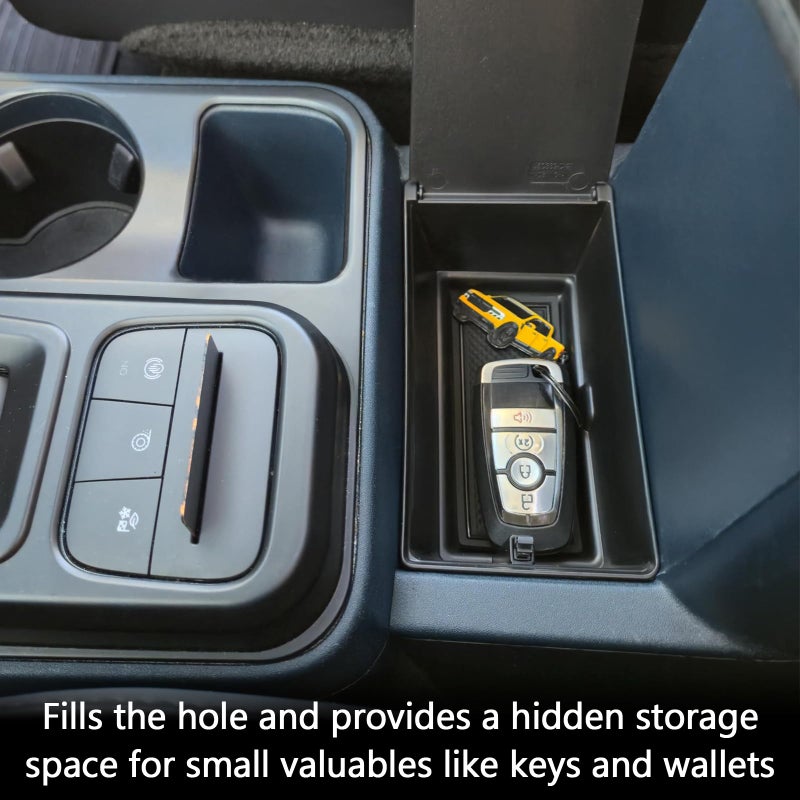 TOPINSTALL Console Hidden Storage Box Compatible with 2022-2026 Ford Maverick Accessories, Flip-Top Design Truck Organizer | One-Touch Open | Anti-Slip Mat | Secret Compartment | Premium ABS Plastic - Image 4