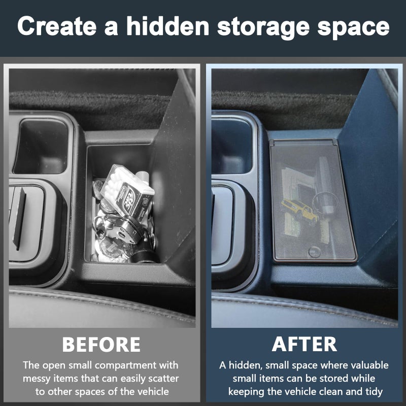 TOPINSTALL Console Hidden Storage Box Compatible with 2022-2026 Ford Maverick Accessories, Flip-Top Design Truck Organizer | One-Touch Open | Anti-Slip Mat | Secret Compartment | Premium ABS Plastic - Image 2