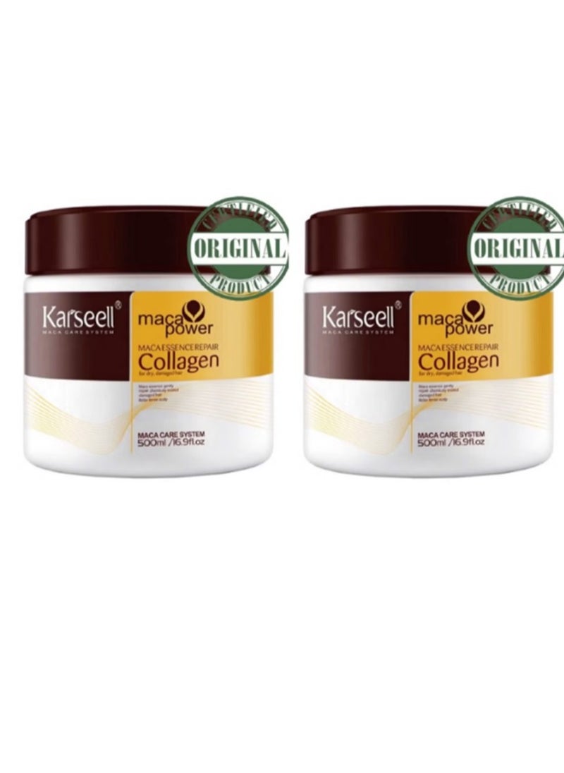 Karseell Karseell Collagen Hair Treatment Deep Repair Conditioning Argan Oil Collagen Hair Mask Essence for Dry Damaged Hair All Hair Types 500ml 2PCS 