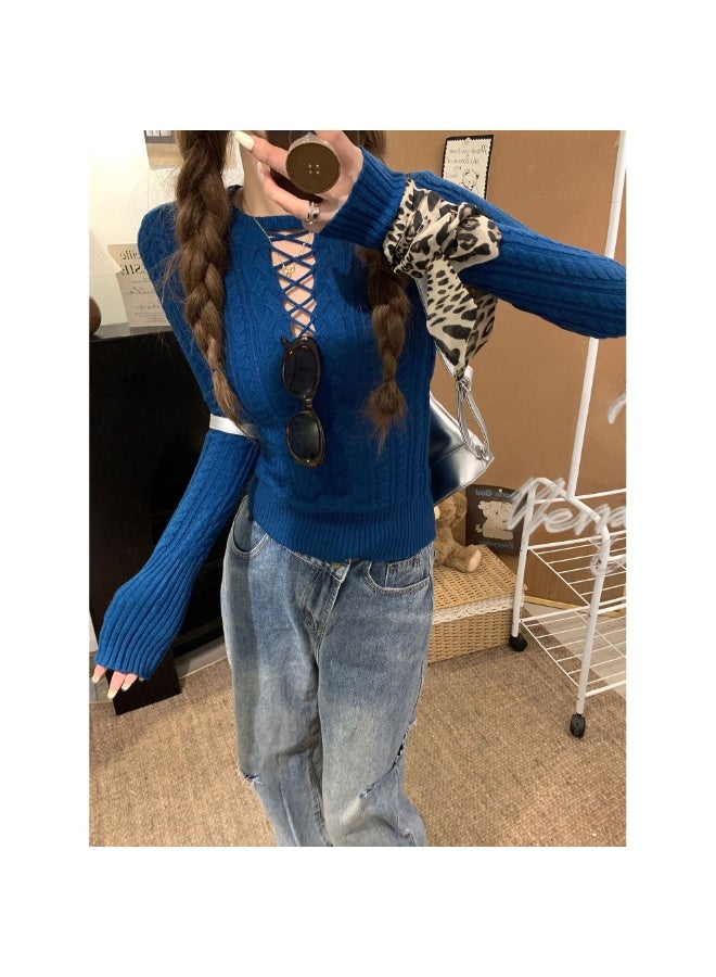 NIBEMINENT Retro Design Feels Waist-hugging and Slim Bottom Sweater for Women with Slim Fit Knitted Tops Winter