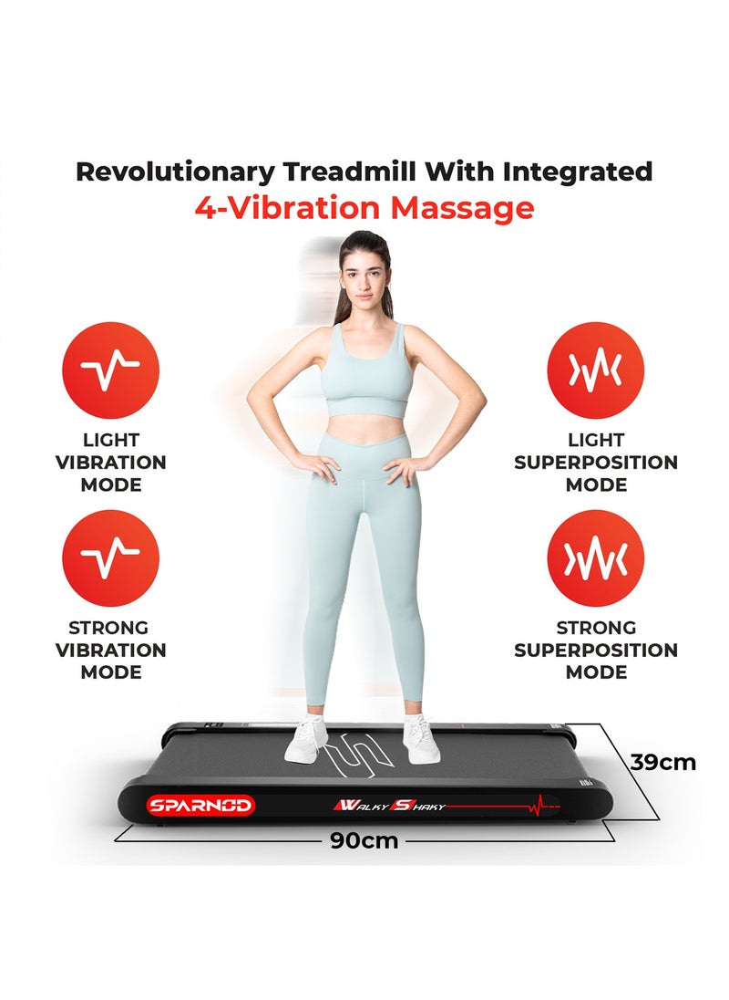 Sparnod Fitness Sparnod Fitness WalkyShaky Vibration Walking Pad Treadmill – Under Desk Foldable Treadmill with 4 Vibration Massage Modes, 2.5 HP Motor, 120kg Capacity, Compact Electric Treadmill for Home Office Walking Workout, No Installation Required  - Image 3