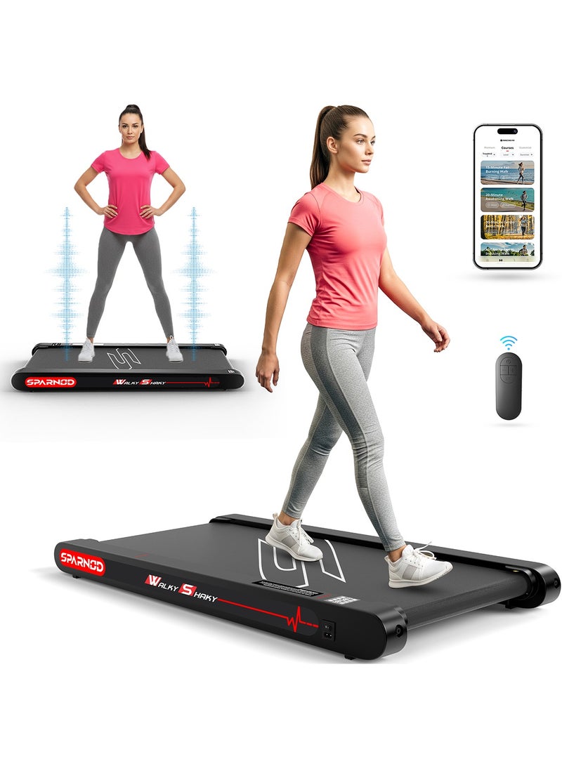 Sparnod Fitness WalkyShaky Vibration Walking Pad – Under Desk Walking Pad Treadmill for Home & Office, 4 Vibration Massage Modes Treadmill, App & Remote Control, LCD Display (WalkyShaky) - Image 1