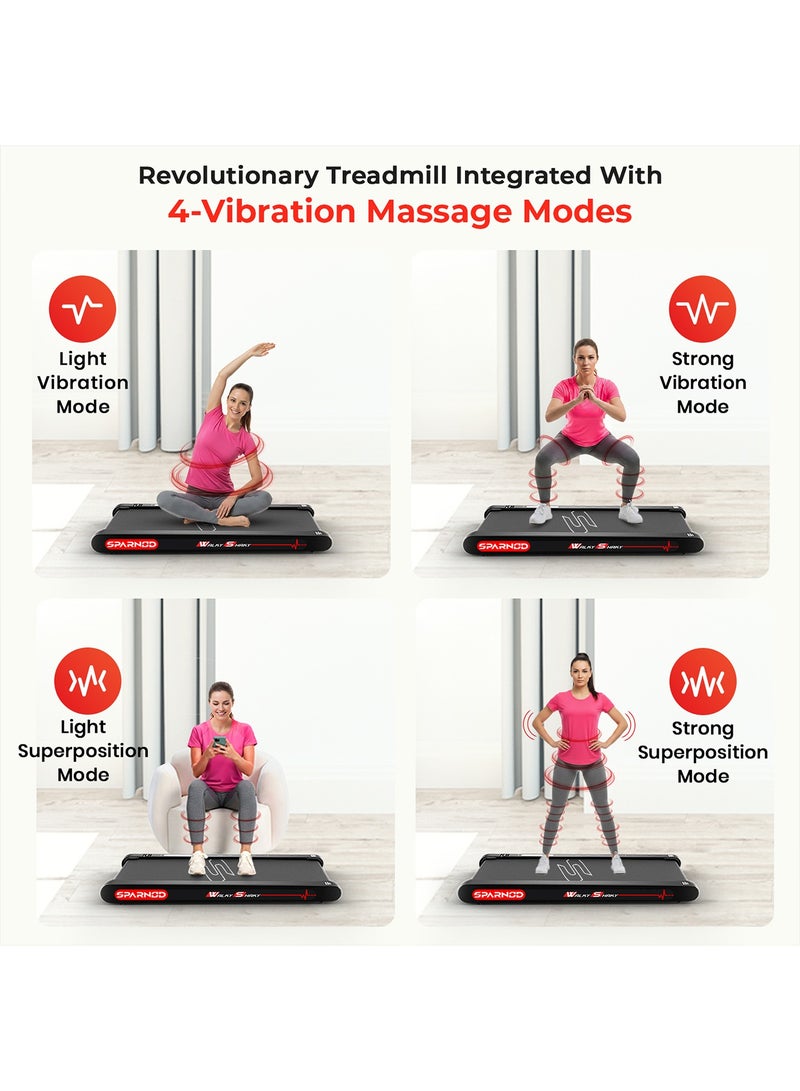 Sparnod Fitness WalkyShaky Vibration Walking Pad – Under Desk Walking Pad Treadmill for Home & Office, 4 Vibration Massage Modes Treadmill, App & Remote Control, LCD Display (WalkyShaky) - Image 4