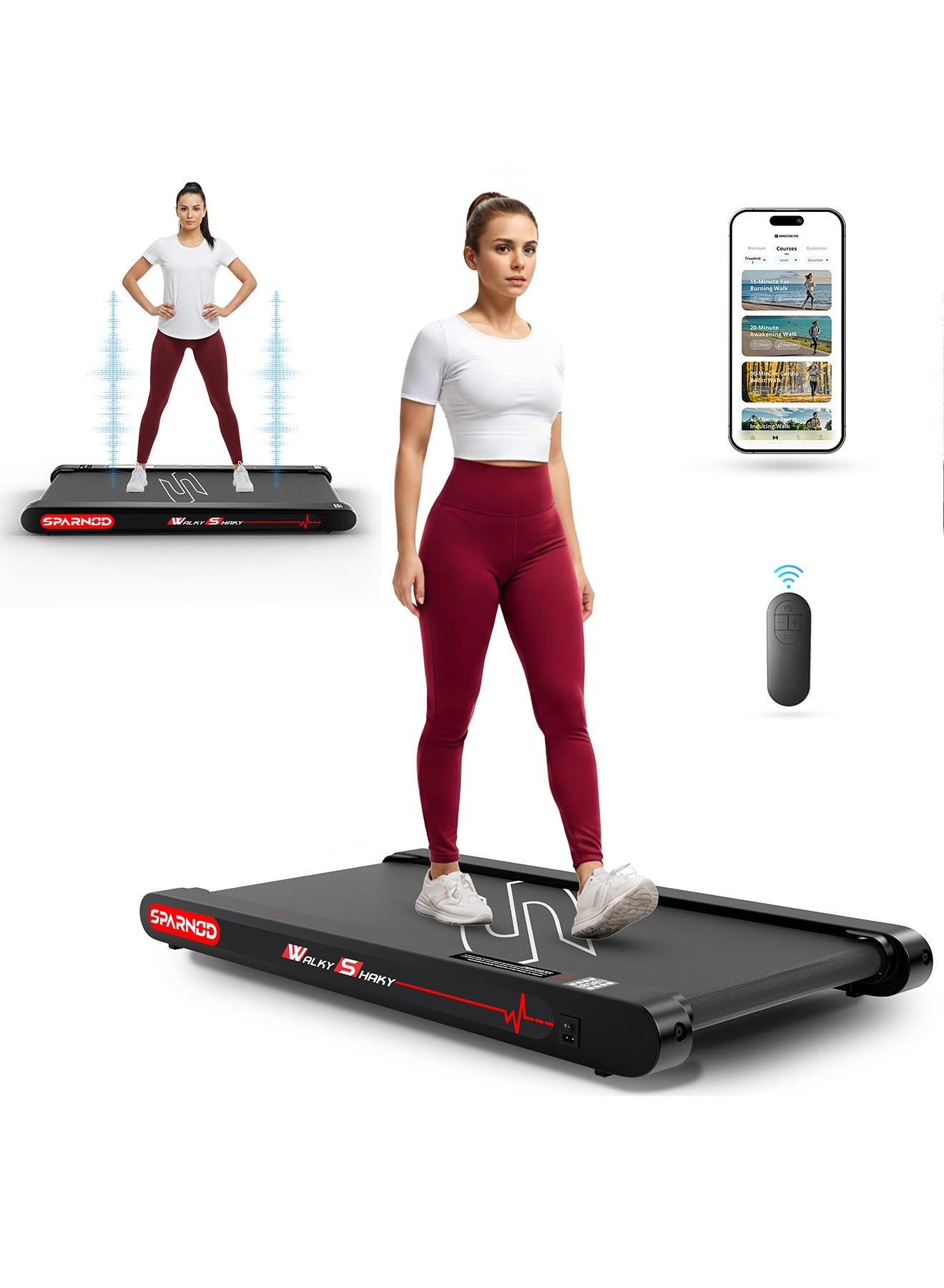 WalkyShaky Vibration Walking Pad – Under Desk Walking Pad Treadmill for Home & Office, 4 Vibration Massage Modes Treadmill, App & Remote Control, LCD Display (WalkyShaky) image 2