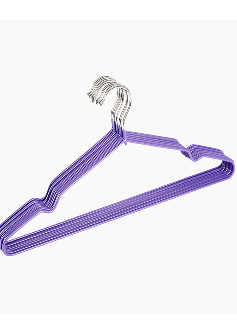 10pcs Metal Anti Slip Clothes Hanger Clothes Drying Hanger Dark Purple - Image 1