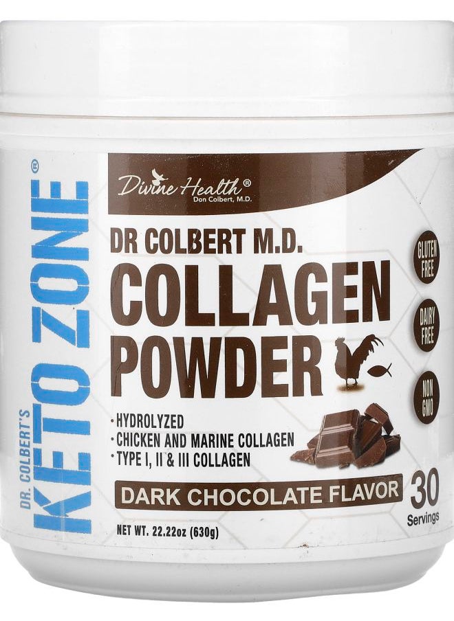 Divine Health - Dr. Colbert's Keto Zone Collagen Powder Dark Chocolate 22.22 oz (630 g) - Image 1