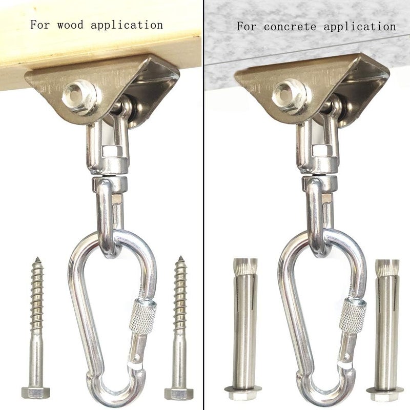 Arlai Hanging Chair Hardware Hanging Kit - Heavy Duty 360° Rotate Ultra Durable Hooks for Swing, Yoga, Playground, Gym, Punching Bag Hanger, 1000 lb Capacity - Image 3