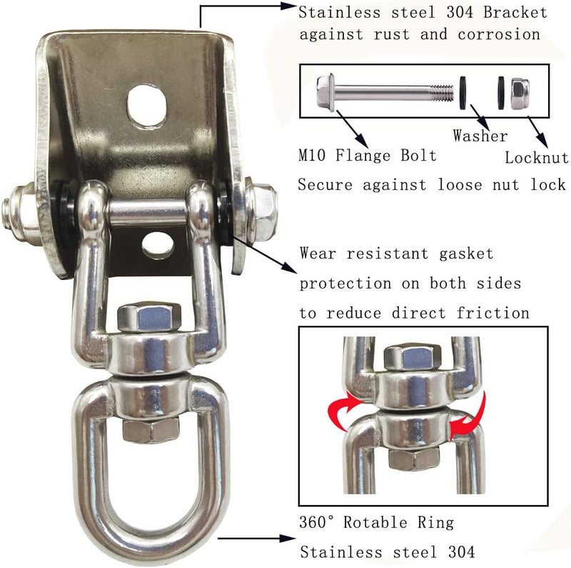 Arlai Hanging Chair Hardware Hanging Kit - Heavy Duty 360° Rotate Ultra Durable Hooks for Swing, Yoga, Playground, Gym, Punching Bag Hanger, 1000 lb Capacity - Image 4