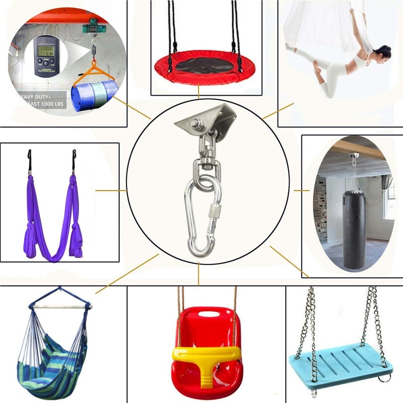 Arlai Hanging Chair Hardware Hanging Kit - Heavy Duty 360° Rotate Ultra Durable Hooks for Swing, Yoga, Playground, Gym, Punching Bag Hanger, 1000 lb Capacity - Image 5