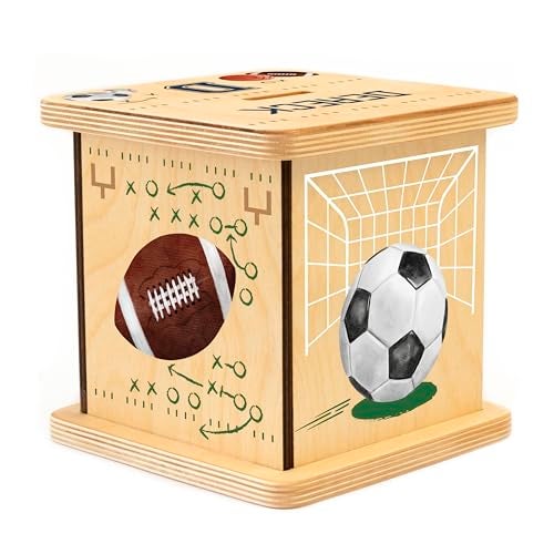 BloomOwl Wooden Piggy Bank for Kids and Adults, Personalized Gift Handmade in USA by BloomOwl, Custom Piggy Bank, Personalized Banks for Kids, Gifts for Baby Boys and Girls (Sports) - Image 4