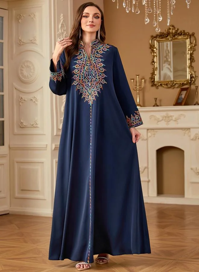 تايك تو جلابية نسائية مطرزة بأكمام طويلة