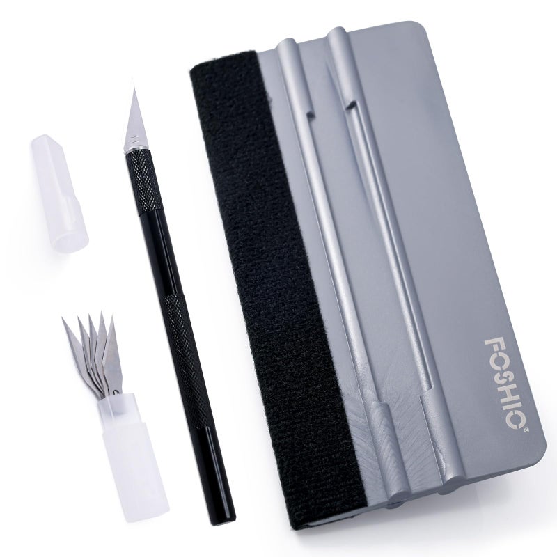 FOSHIO مجموعة أدوات تلوين النوافذ FOSHIO بسكين حرفة وشفاطة مصنوعة من اللباد 6 بوصات مع 5 شفرات إضافية