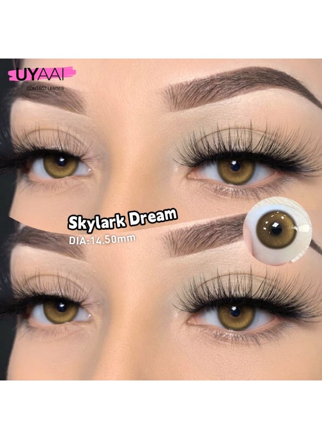 يواي عدسات لاصقة ملونة بنية UYAAI سنوية، عدسات تجميلية للجنسين، عدسات طبيعية وأنيقة، نسبة الماء 42% - Image 3