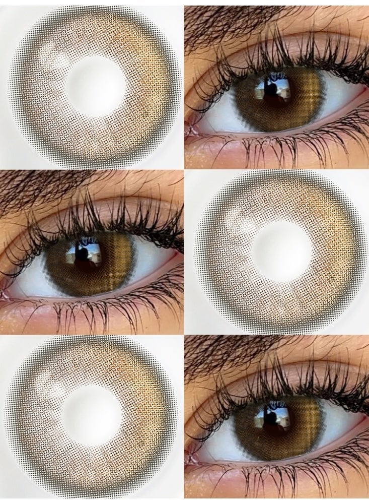 يواي عدسات لاصقة ملونة بنية UYAAI سنوية، عدسات تجميلية للجنسين، عدسات طبيعية وأنيقة، نسبة الماء 42% - Image 2