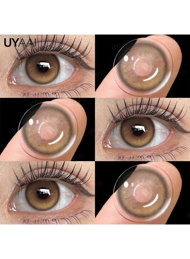 يواي عدسات لاصقة ملونة بنية UYAAI سنوية، عدسات تجميلية للجنسين، عدسات طبيعية وأنيقة، نسبة الماء 42% - Image 5