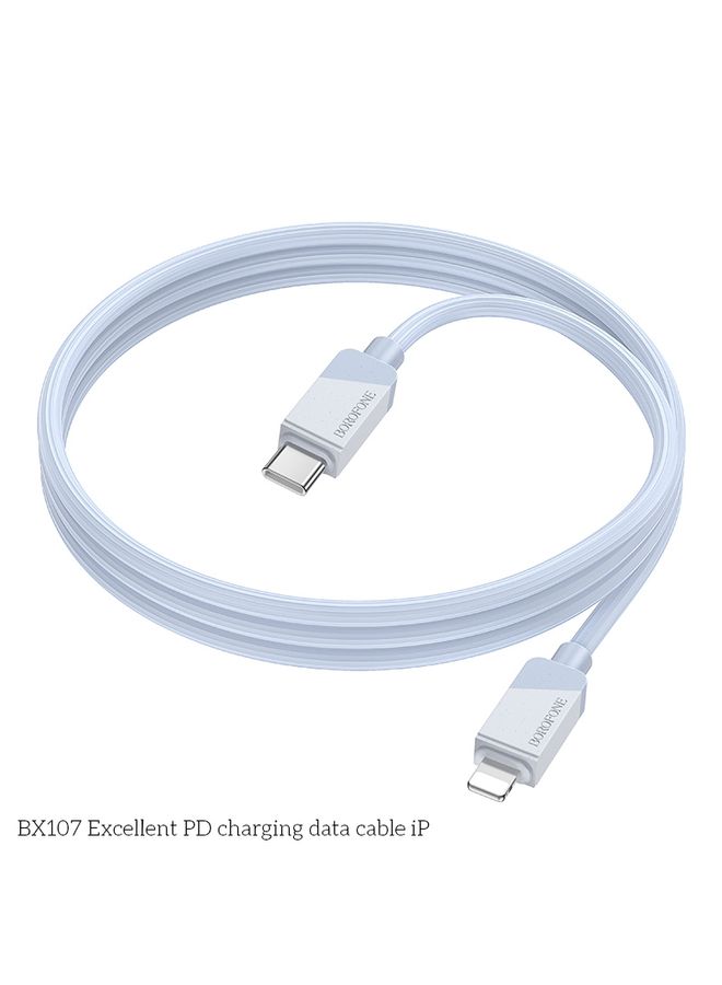 بوروفون Borofone BX107 27W USB-C / Type-C إلى 8 دبوس كبل بيانات الشحن السريع ، الطول: 1M (أزرق) - Image 4